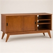Pemberly Row Solid Wood 60 in Modern TV Stand in Teak Brown