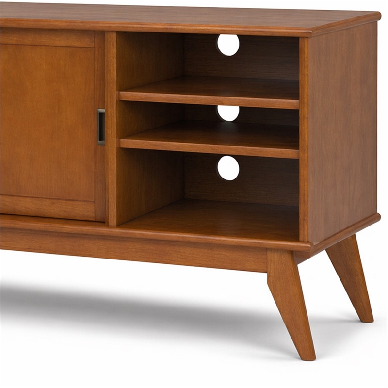 Pemberly Row Solid Wood 60 in Modern TV Stand in Teak Brown