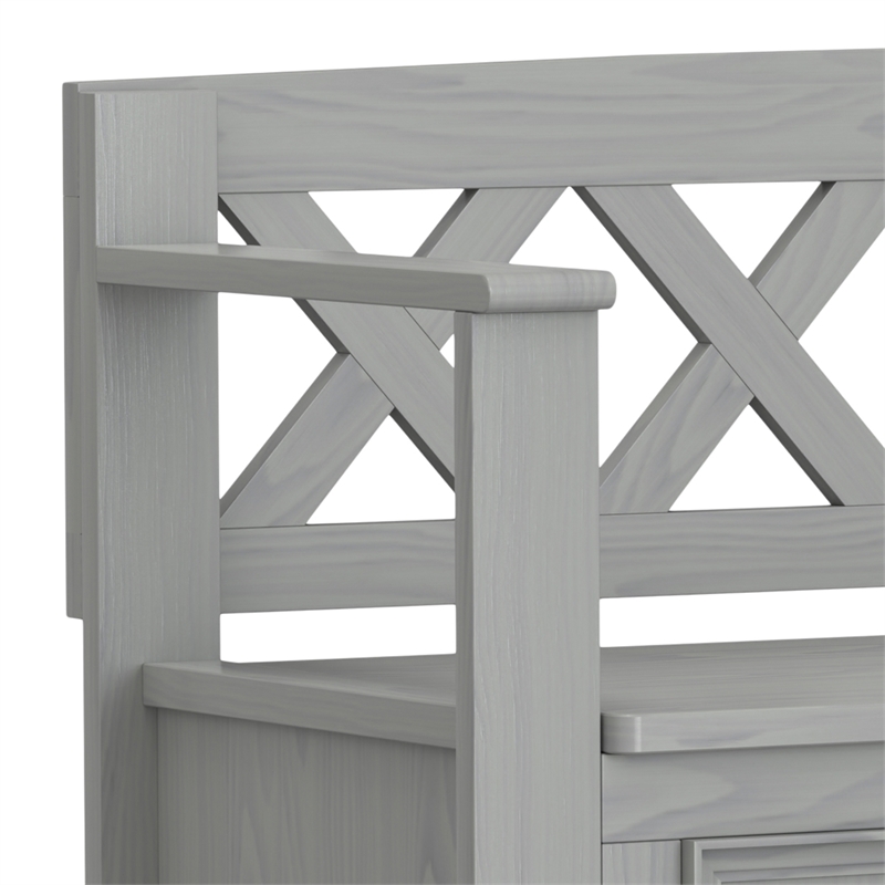 Pemberly Row 48 Inch Transitional Entryway Bench with Storage in Fog Gray
