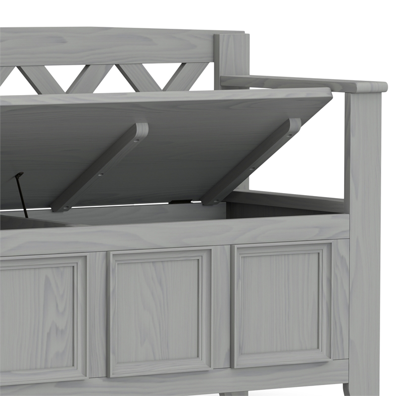 Pemberly Row 48 Inch Transitional Entryway Bench with Storage in Fog Gray