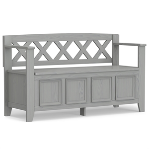 Pemberly Row 48 Inch Transitional Entryway Bench with Storage in Fog Gray