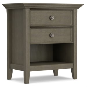 Pemberly Row 24 Inch Transitional Bedside Table with Drawers in Farmhouse Gray