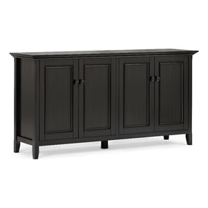 Pemberly Row 66&quot Solid Wood 4 Door Storage Cabinet in Hickory Brown Finish
