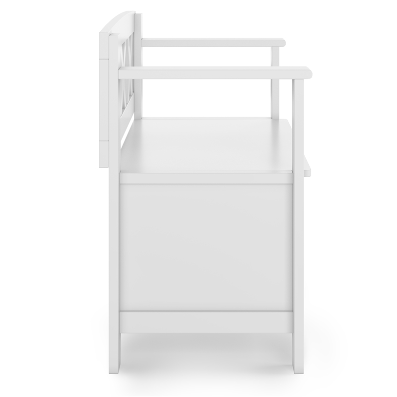 Pemberly Row 36 in Solid Wood Transitional Entryway Bench with Storage in White