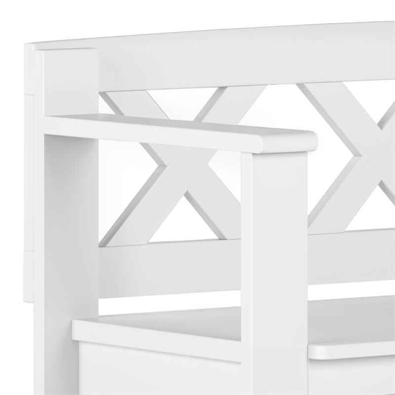 Pemberly Row 36 in Solid Wood Transitional Entryway Bench with Storage in White