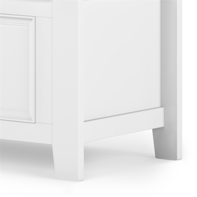 Pemberly Row 36 in Solid Wood Transitional Entryway Bench with Storage in White
