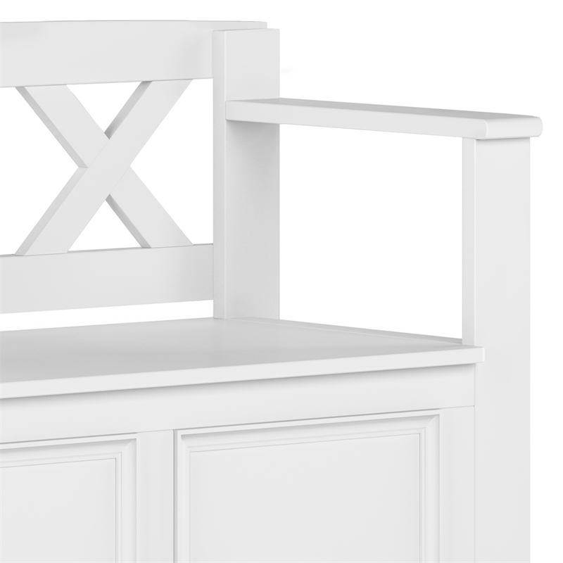 Pemberly Row 36 in Solid Wood Transitional Entryway Bench with Storage in White