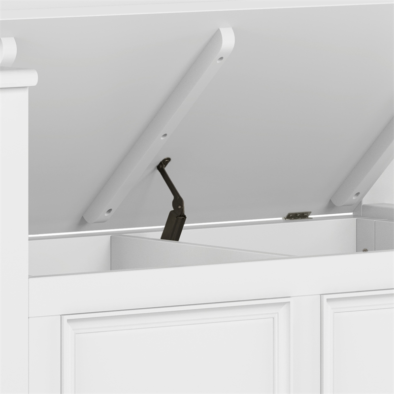 Pemberly Row 36 in Solid Wood Transitional Entryway Bench with Storage in White