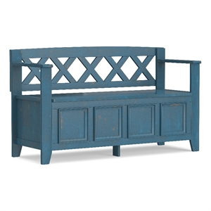 Pemberly Row 48&quot Wide Solid Wood Entryway Storage Bench in Coastal Blue