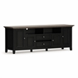 Pemberly Row 72-Inch Solid Wood TV Stand in Black/Smoky Brown