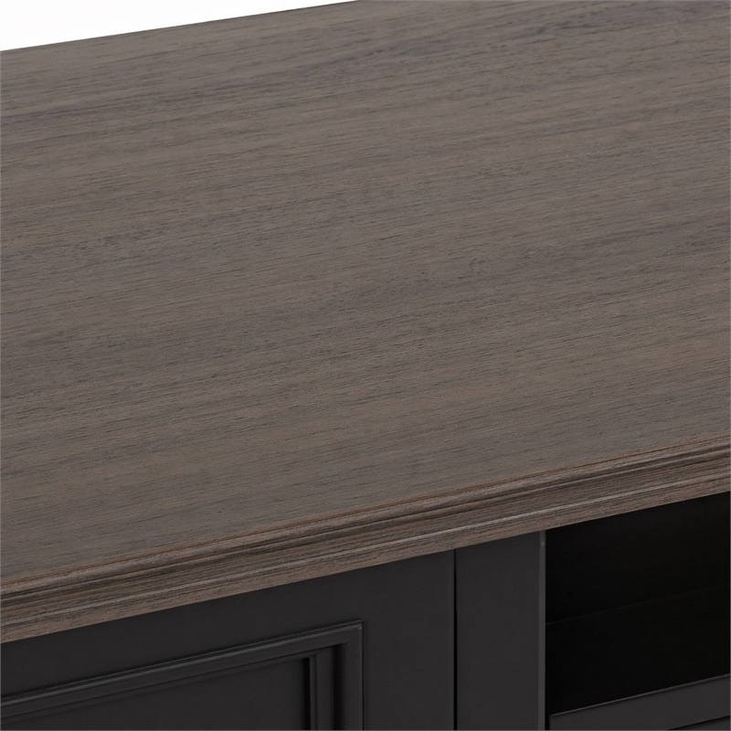 Pemberly Row 72-Inch Solid Wood TV Stand in Black/Smoky Brown