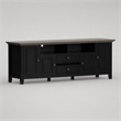 Pemberly Row 72-Inch Solid Wood TV Stand in Black/Smoky Brown