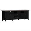 Pemberly Row 72-Inch Solid Wood TV Stand in Black/Smoky Brown