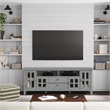 Pemberly Row Solid Wood 72 in Contemporary TV Stand in Fog Gray