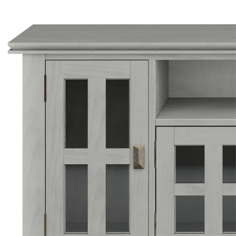 Pemberly Row Solid Wood 72 in Contemporary TV Stand in Fog Gray