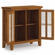 Pemberly Row Solid Wood 30 in Low Storage Cabinet in Honey Brown