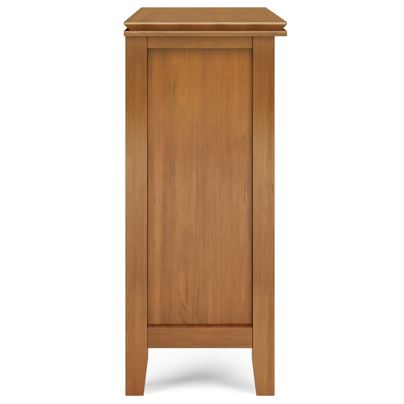 Pemberly Row Solid Wood 30 in Low Storage Cabinet in Honey Brown