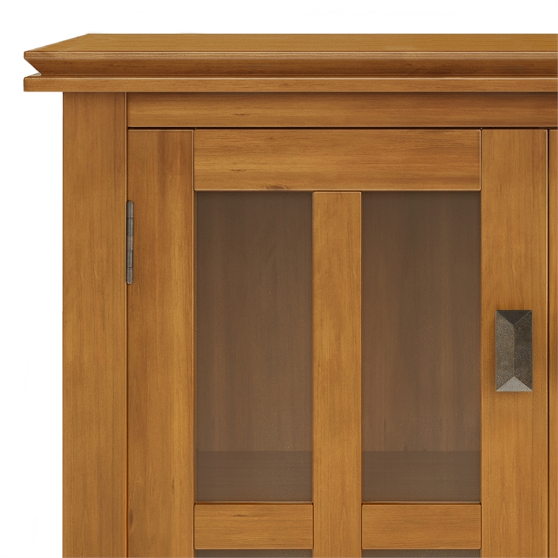 Pemberly Row Solid Wood 30 in Low Storage Cabinet in Honey Brown