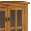 Pemberly Row Solid Wood 30 in Low Storage Cabinet in Honey Brown