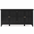 Pemberly Row 66 in Wide 4-Door Storage Cabinet Black Solid Wood