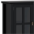 Pemberly Row 66 in Wide 4-Door Storage Cabinet Black Solid Wood