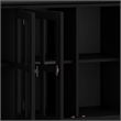 Pemberly Row 66 in Wide 4-Door Storage Cabinet Black Solid Wood