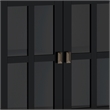 Pemberly Row 66 in Wide 4-Door Storage Cabinet Black Solid Wood