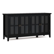 Pemberly Row 66 in Wide 4-Door Storage Cabinet Black Solid Wood