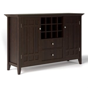 Pemberly Row 54&quot Solid Wood Sideboard Buffet with Wine Rack in Chestnut Brown
