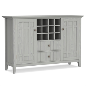 Pemberly Row Solid Wood Sideboard Buffet with Wine Rack in Fog Gray
