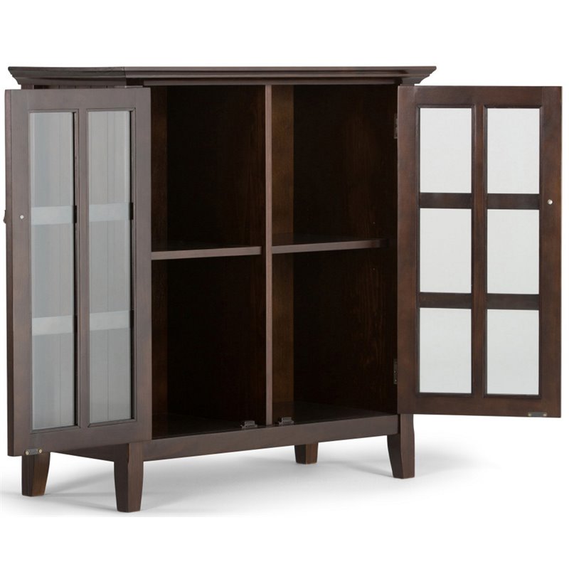 Pemberly Row 2-Door Low Cabinet in Brunette Brown Solid Wood