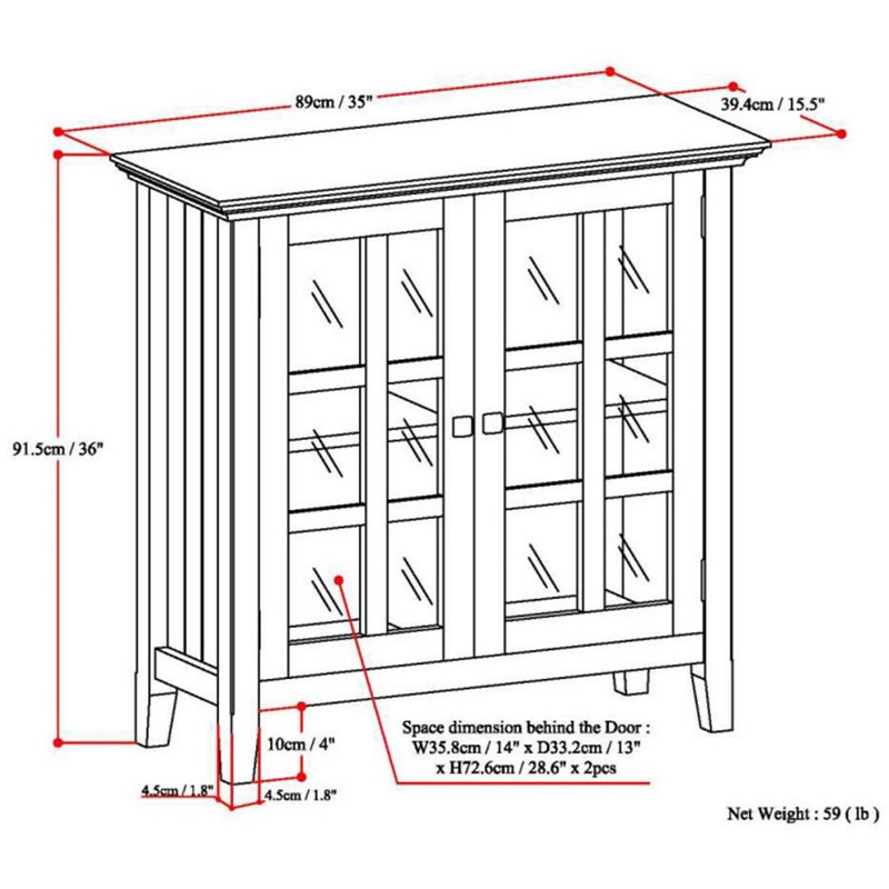 Pemberly Row 2-Door Low Cabinet in Brunette Brown Solid Wood