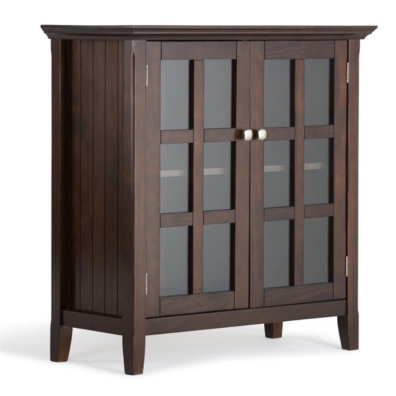Pemberly Row 2-Door Low Cabinet in Brunette Brown Solid Wood
