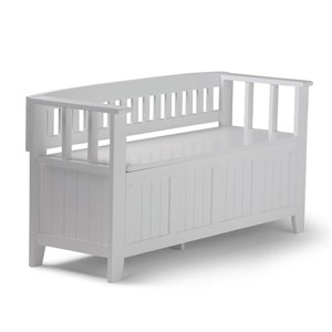 Pemberly Row Solid Wood Entryway Storage Bench with Lid in White