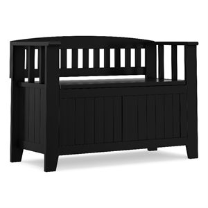Pemberly Row 36&quot Transitional Storage Bench in Pine Wood Black Finish