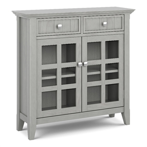 Pemberly Row Solid Wood Storage Cabinet in Fog Gray with Adjustable Shelves