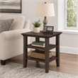 Pemberly Row Wood Narrow Side Table with 2 Shelves in Farmhouse Brown