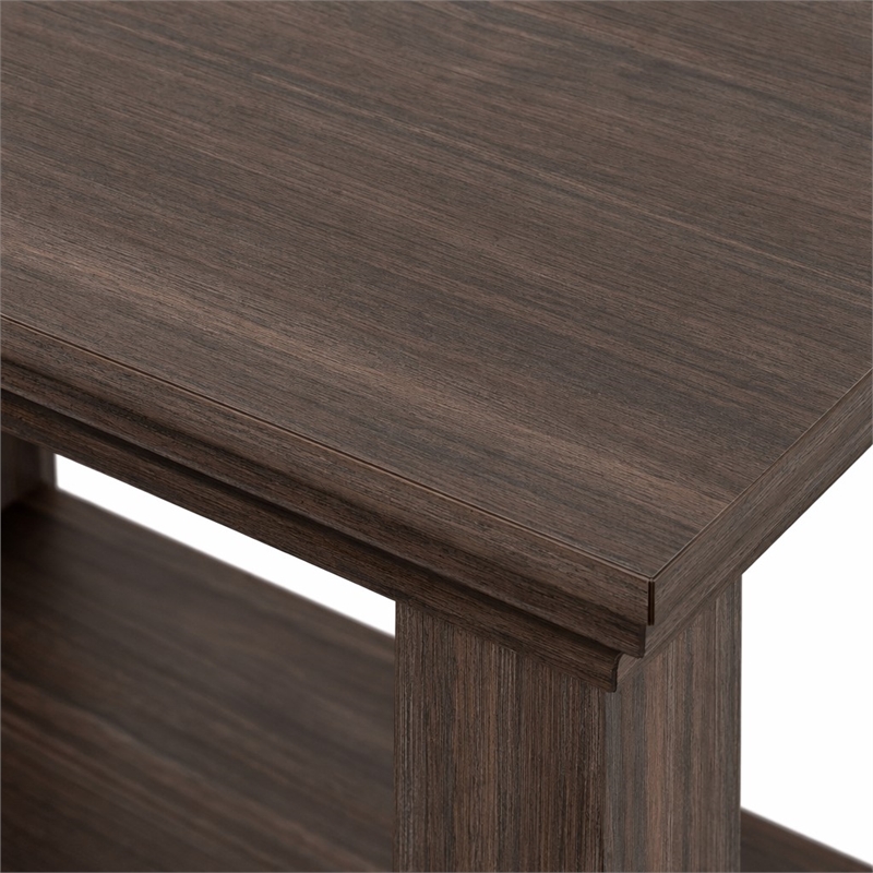 Pemberly Row Wood Narrow Side Table with 2 Shelves in Farmhouse Brown