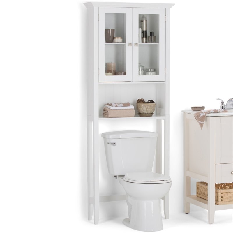 Pemberly Row Over-The-Toilet Bath Cabinet with Adjustable Shelves in White
