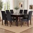 Pemberly Row 9 Pc Dining Set with Parson Chairs in Black Faux Leather