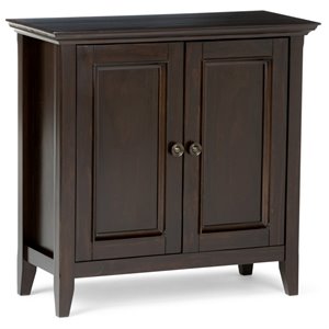 Pemberly Row Solid Wood Low Storage Cabinet in Hickory Brown