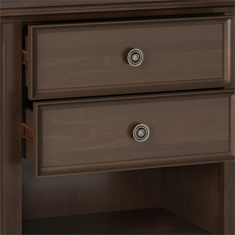 Pemberly Row Transitional Solid Wood Bedside Table in Natural Aged Brown