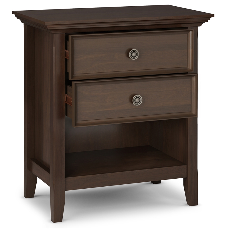 Pemberly Row Transitional Solid Wood Bedside Table in Natural Aged Brown