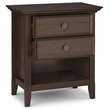 Pemberly Row Transitional Solid Wood Bedside Table in Natural Aged Brown
