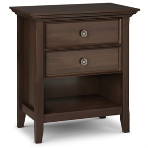 Pemberly Row Transitional Solid Wood Bedside Table in Natural Aged Brown