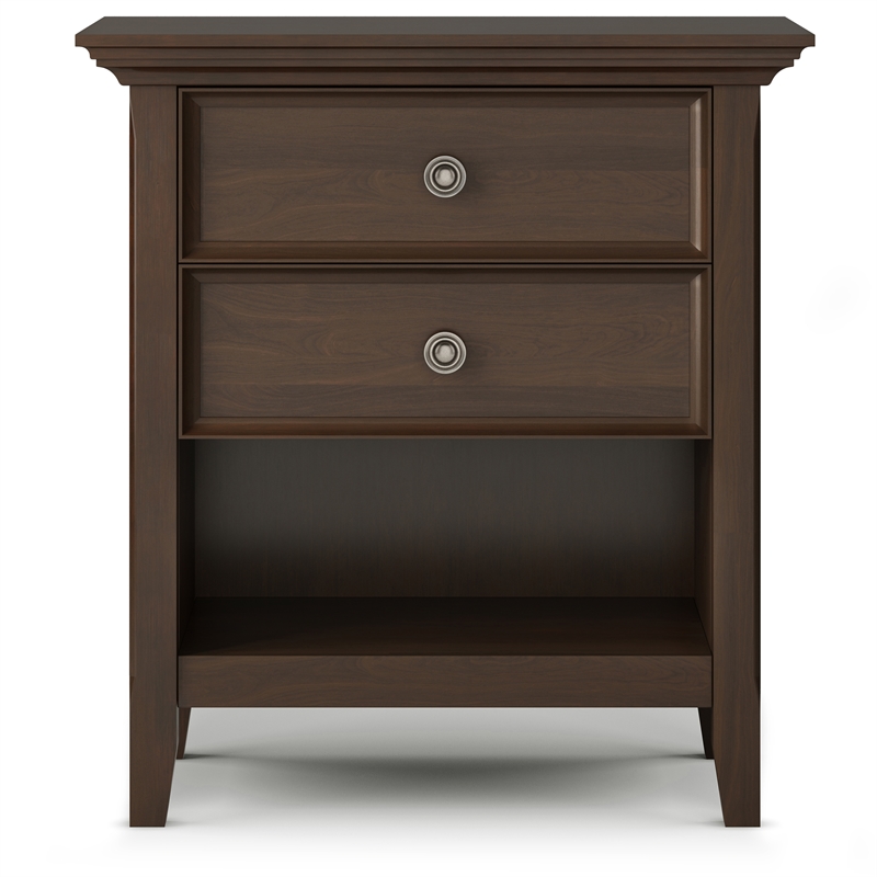 Pemberly Row Transitional Solid Wood Bedside Table in Natural Aged Brown
