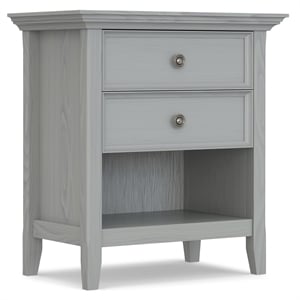 Pemberly Row Traditional Solid Wood Nightstand in Fog Grey with Open Shelf