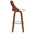 Pemberly Row Vegan Faux Leather Swivel Bar Stool Set of 2 in Cream