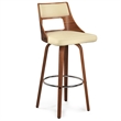 Pemberly Row Vegan Faux Leather Swivel Bar Stool Set of 2 in Cream