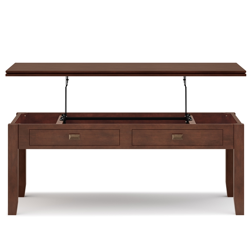 Pemberly Row 46 in Lift-Top Coffee Table & 14 in End Tables in Russet Brown